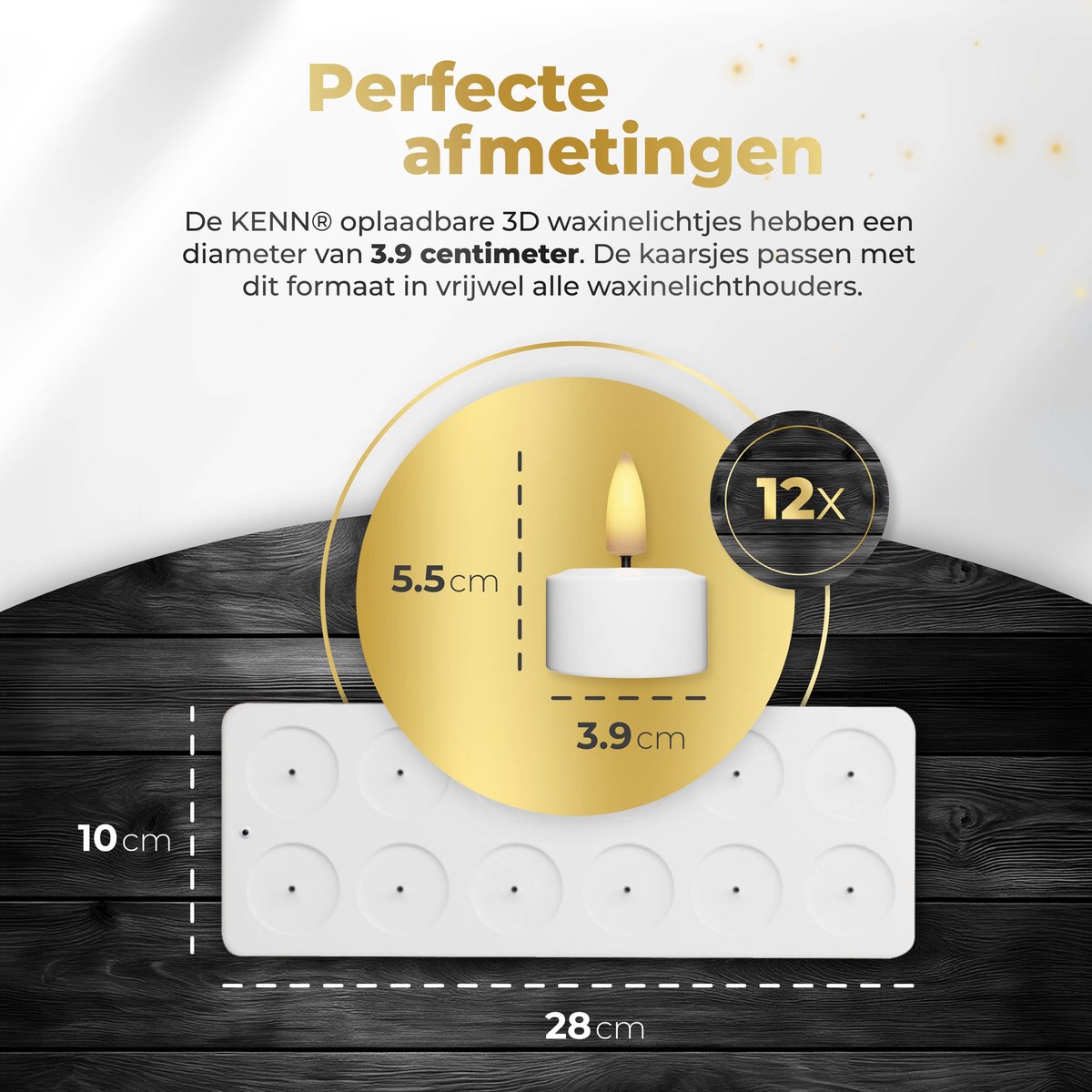 KENN® Originele Oplaadbare Waxinelichtjes – Set van 12 – Met Afstandsbediening & Timer – Inclusief Oplaadstation – Tot 120 Branduren – LED Waxinelichtjes – Oplaadbare Theelichtjes – Realistische Flikkerende Vlam – LED Kaarsen - Nep Kaarsen — cadeau in Wonen & Interieur - foto 7