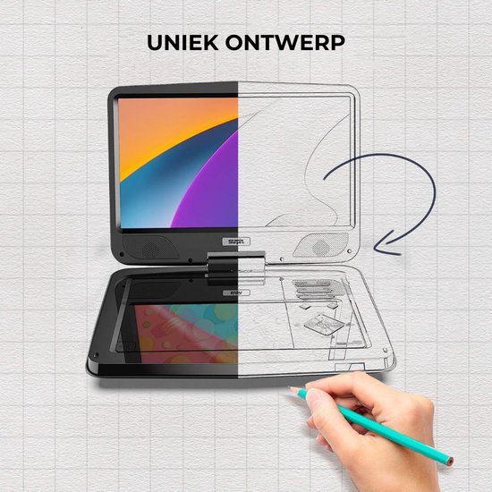 Draagbare DVD Speler - Auto - Met Scherm - Voor Onderweg - 10,5 Inch Draaibaar Scherm - Inclusief Hoofdsteun Houder - USB Aansluiting - Zwart van Thuys — afbeelding 2