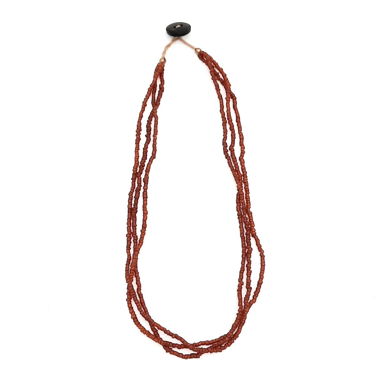 Collier | Bonda | Oranje - oude glaskralen, Bonda-tribe, 3 snoertjes, kurkuma oranje