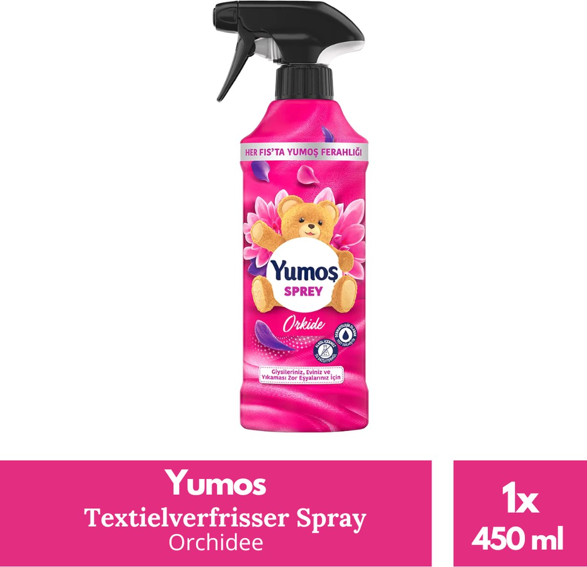 Yumos Textielverfrisser Orchidee textielspray verwijdert geuren en laat een frisse geur achter - 1x 450ml