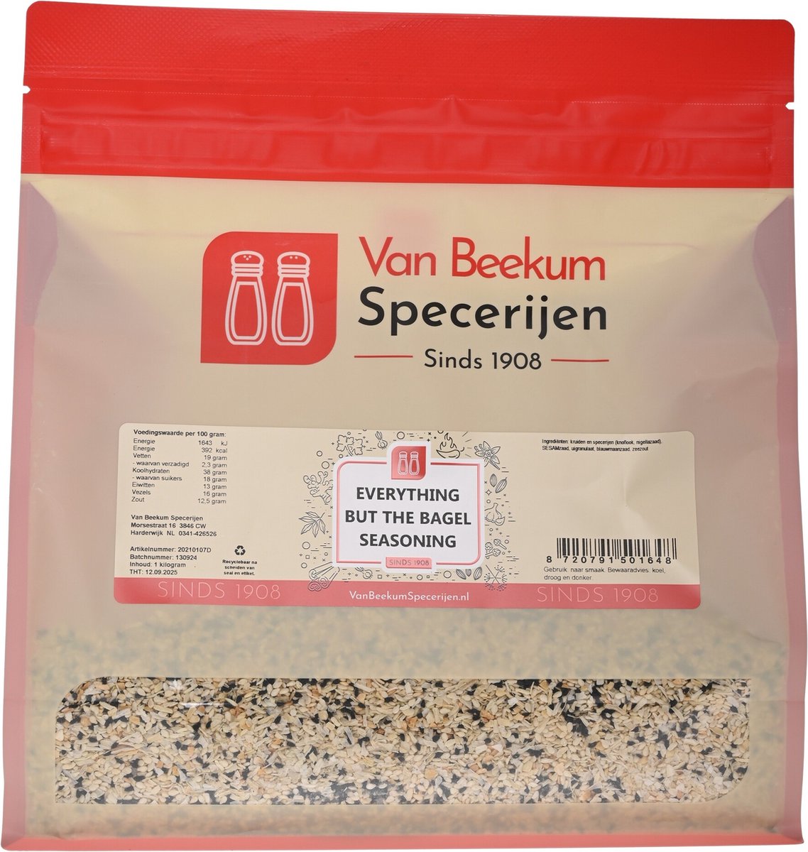 Goedkoopste Van Beekum Specerijen - Everything But The Bagel Seasoning - 1 kilo (hersluitbare stazak