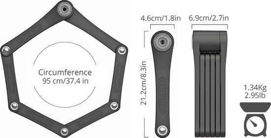 Vouwslot Foldylock E-bike fietsslot - Gehardend staal - 95cm - rammelt niet van Foldylock — afbeelding 2