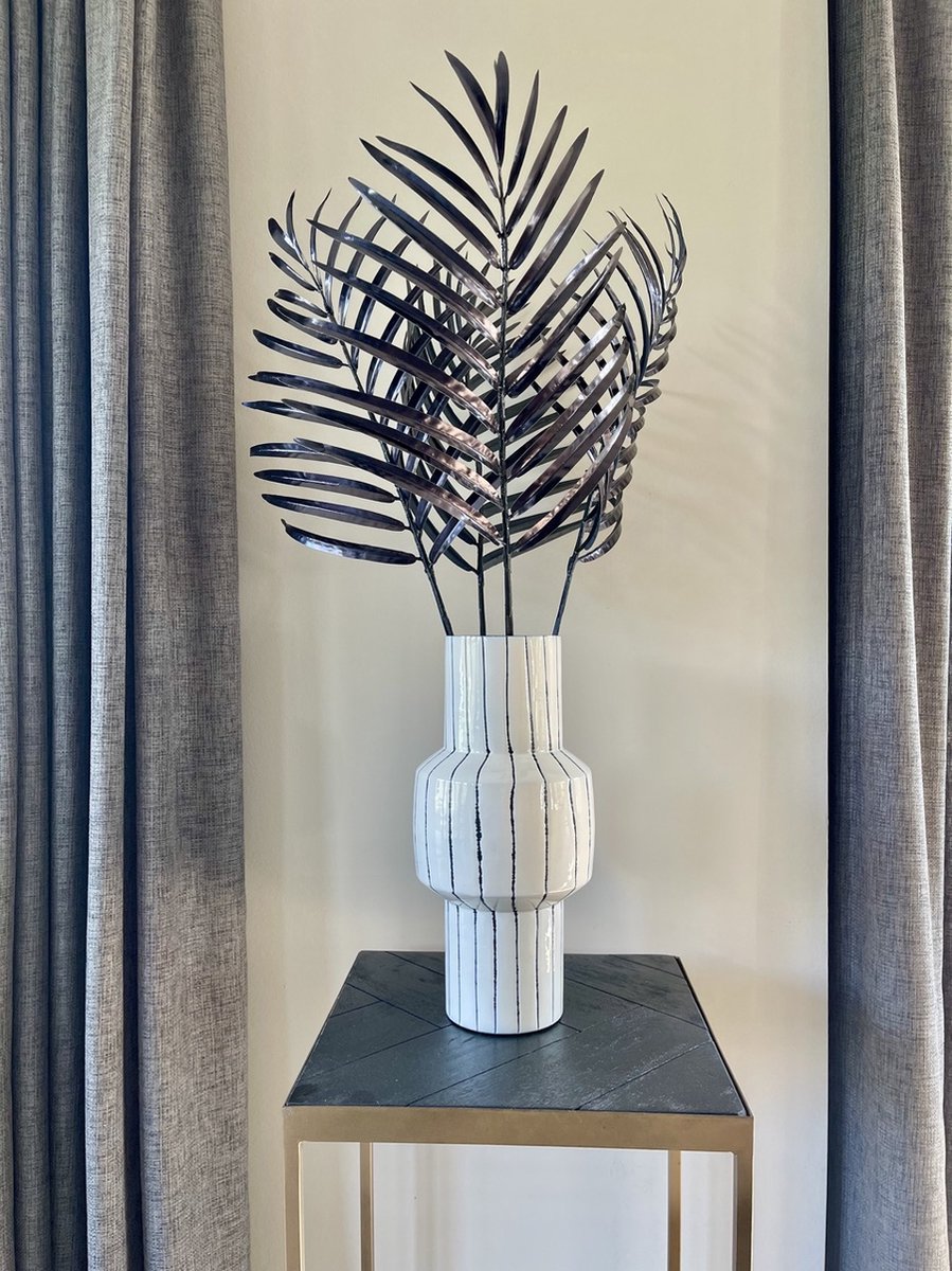 Palm tak ornament - Zwart metallic - 78 cm