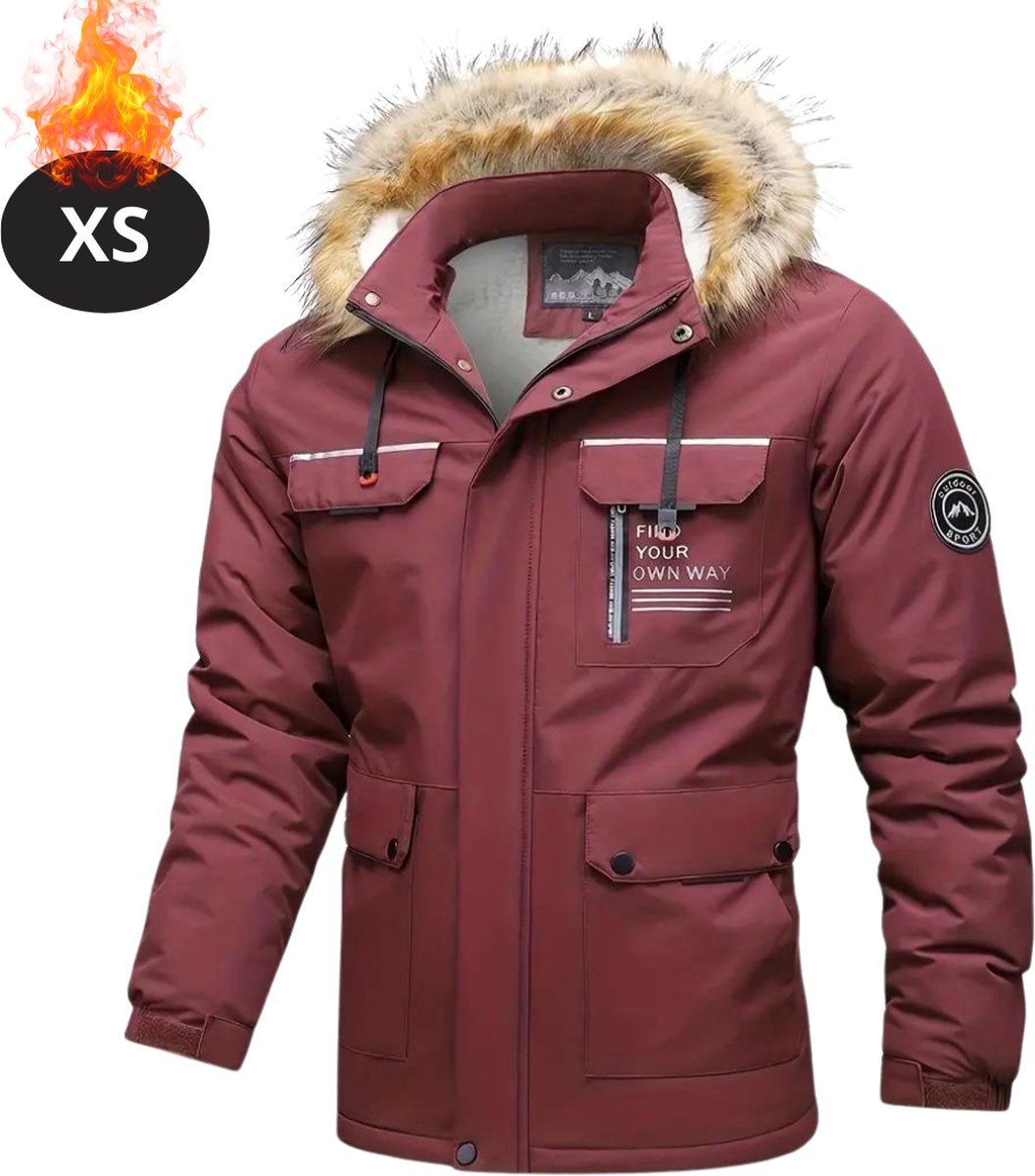 Nivard Winterjas Parka Heren Winter Jas Volwassen Stijlvol Met Capuchon Gewatteerde Jas Rood