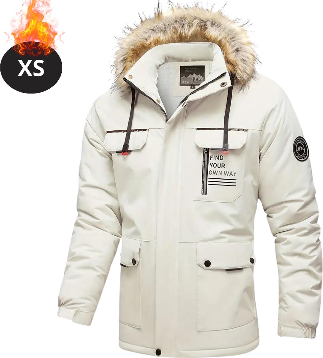 Nivard Winterjas Parka Heren Winter Jas Volwassen Stijlvol Met Capuchon Gewatteerde Jas Wit