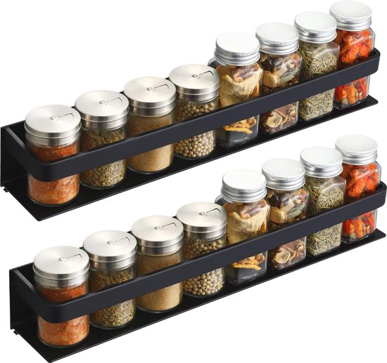 THYGIFTREE 4 gelaagde kruidenrek organizer, 1 pak kruidenrek organizer voor kast, gelaagde verstelbare kruidenplank voor keuken aanrecht voorraadkast organisatie (Carbon Black-1Pcs