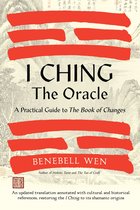Boekomslag van 'I Ching, The Oracle'. Rode lijnen op een antiek ogende achtergrond. Titel en auteursnaam in witte letters.
