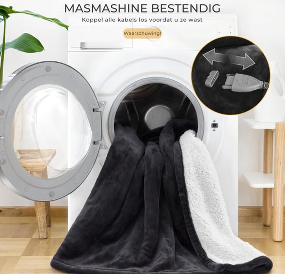 Draadloos Infrarood Warmtedeken Oplaadbaar 160x130 CM Zwart - afbeelding 3