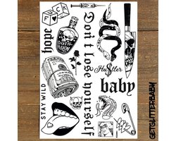 GetGlitterBaby® - Stoere Tattoos / Tijdelijke Tattoo / Henna Plak Nep Tatoeage voor volwassenen / Festival Tattoes Wond Wonden Spin Bloed / Fake Temporary Halloween Tattoo