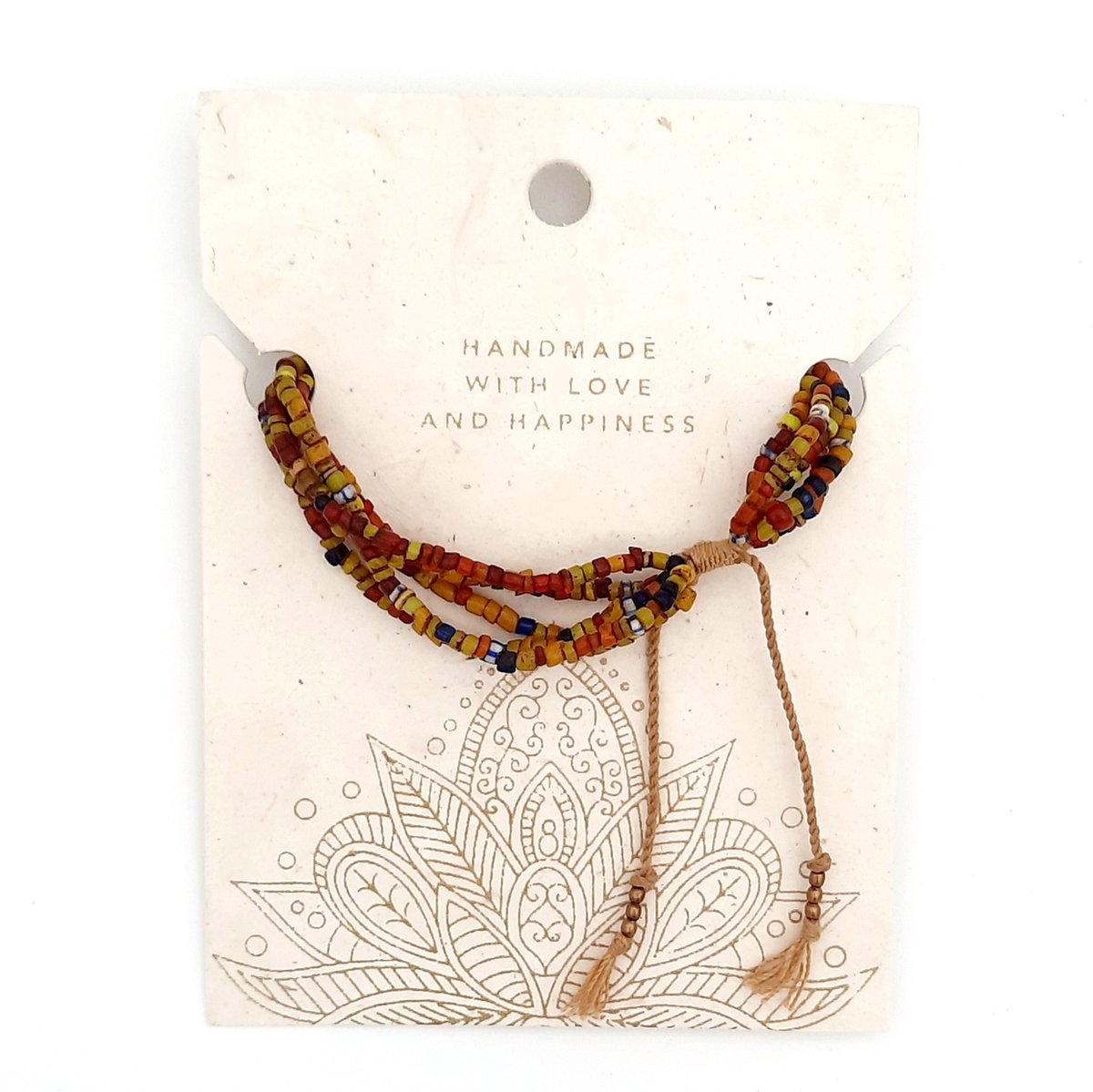 Armband | Bonda | Kleurenmix - oude Bonda-glaskralen, 5 snoertjes, mix kleuren