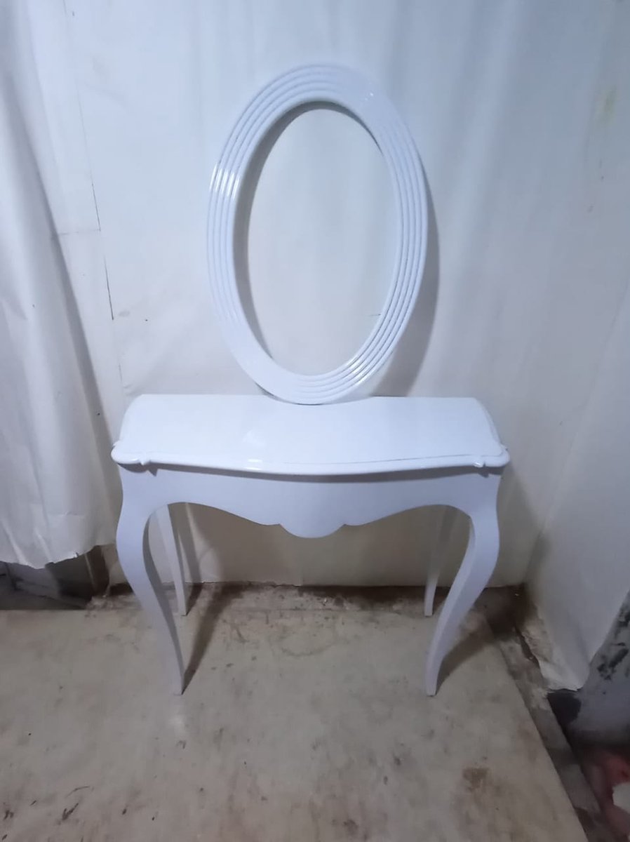 Barok ovale spiegel console wit