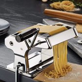 Bol.com Pastamachine RVS - Spaghetti Machine - met Tafelgreep -verstelbaar 6 diktes- 21.5x21.5x15 cm aanbieding