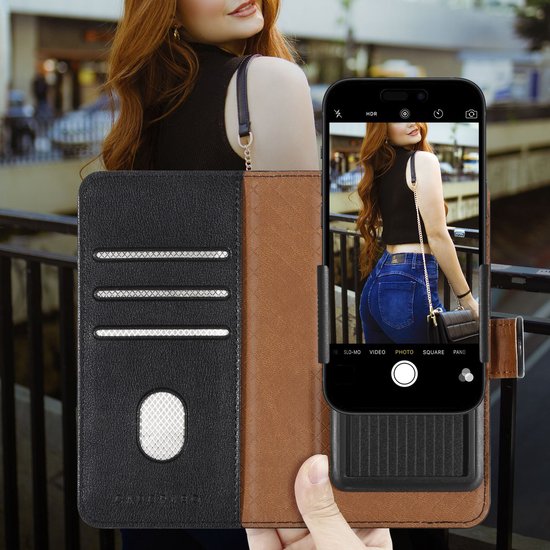 Coque pour Samsung Galaxy A32 5G en NOIR avec fente pour carte, housse de protection à 360 degrés en cuir PU pour téléphone portable.