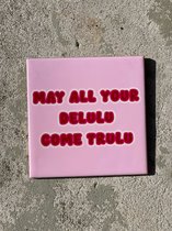 Tegeltje Delulu| Hippe Spreuktegel | Nieuwe woning cadeau | Housewarming cadeau |Verjaardagscadeau | Birthday |Verjaardag |brievenbuscadeau