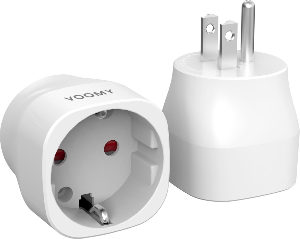 Bol.com Voomy 2x Reisstekker Amerika - Type B - Wereldstekker - Geschikt voor USA, Canada, Thailand - 2 stuks - Wit aanbieding