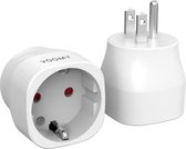 Bol.com Voomy Reisstekker Amerika - 2 Stuks - Type B Wereldstekker - USA - Wit aanbieding