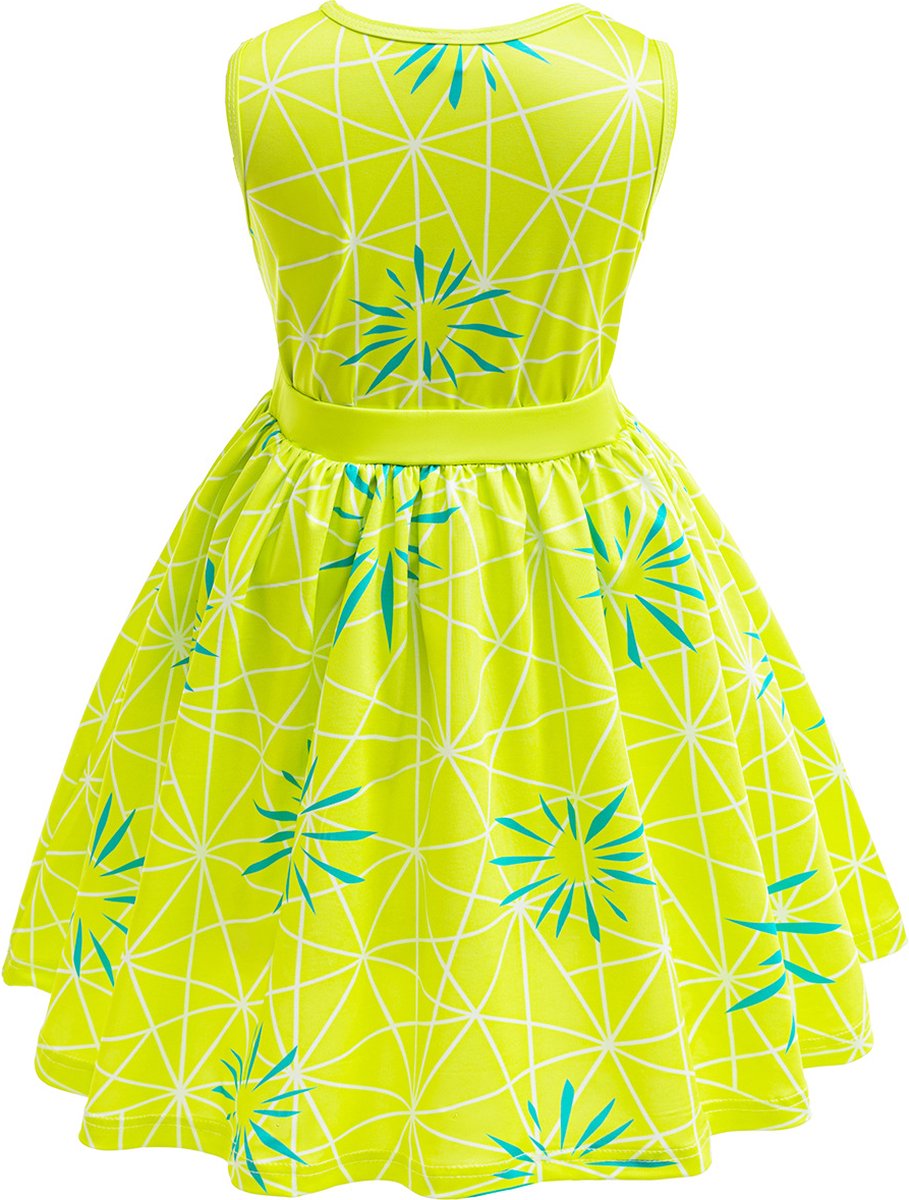 Joya Kids® Inside Verkleedjurk Joy | Binnenste en buiten Verkleedset Plezier | Verkleden Meisje Binnenste | Carnvalskleding Halloween Meisjes | Verkleed Jurk Groen | Met Accessoiresset en Blauwe Pruik | Maat 120 — afbeelding 7