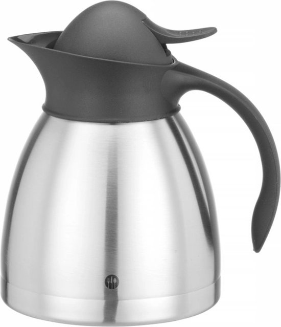 Hendi Thermoskan 1 Liter - Isoleerkan Met Drukkdop - Zwart - Ø14,5x(H)20,5cm