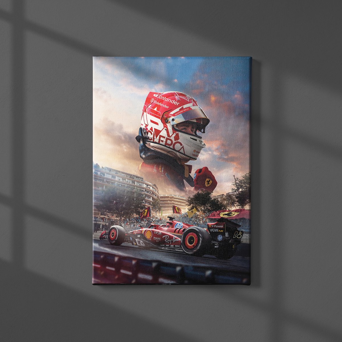 Charles Leclerc Ferrari Monaco GP Winnaar Formule 1 Canvas - Formaat 70x50 cm - Incl. Ophangsysteem