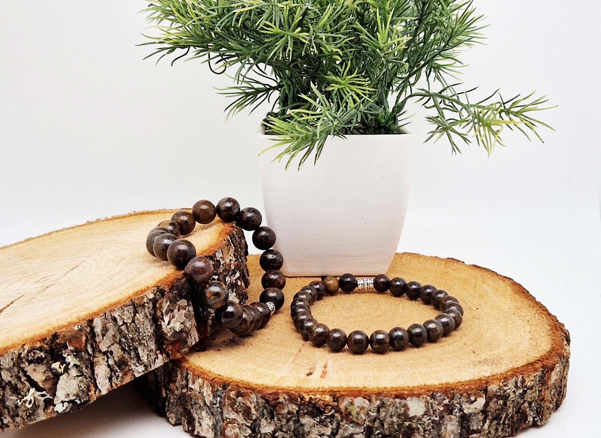 Handgemaakte Klassieke natuurstenen armband “Bronzite ” - 10 mm diameter van de korrel- Diameter armband 20 cm - Een mooi cadeau voor familie en vrienden