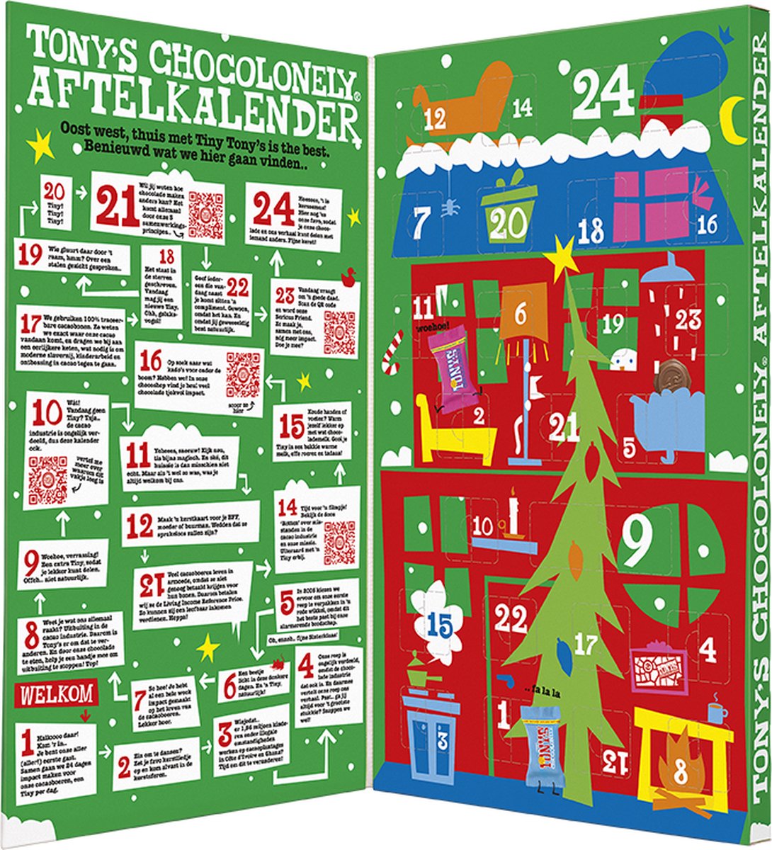 Tony's Chocolonely Mega Adventskalender 2025 - Sint en Kerst- Chocolade cadeau - 10 smaken - Fairtrade - 12 stuks – foto 3