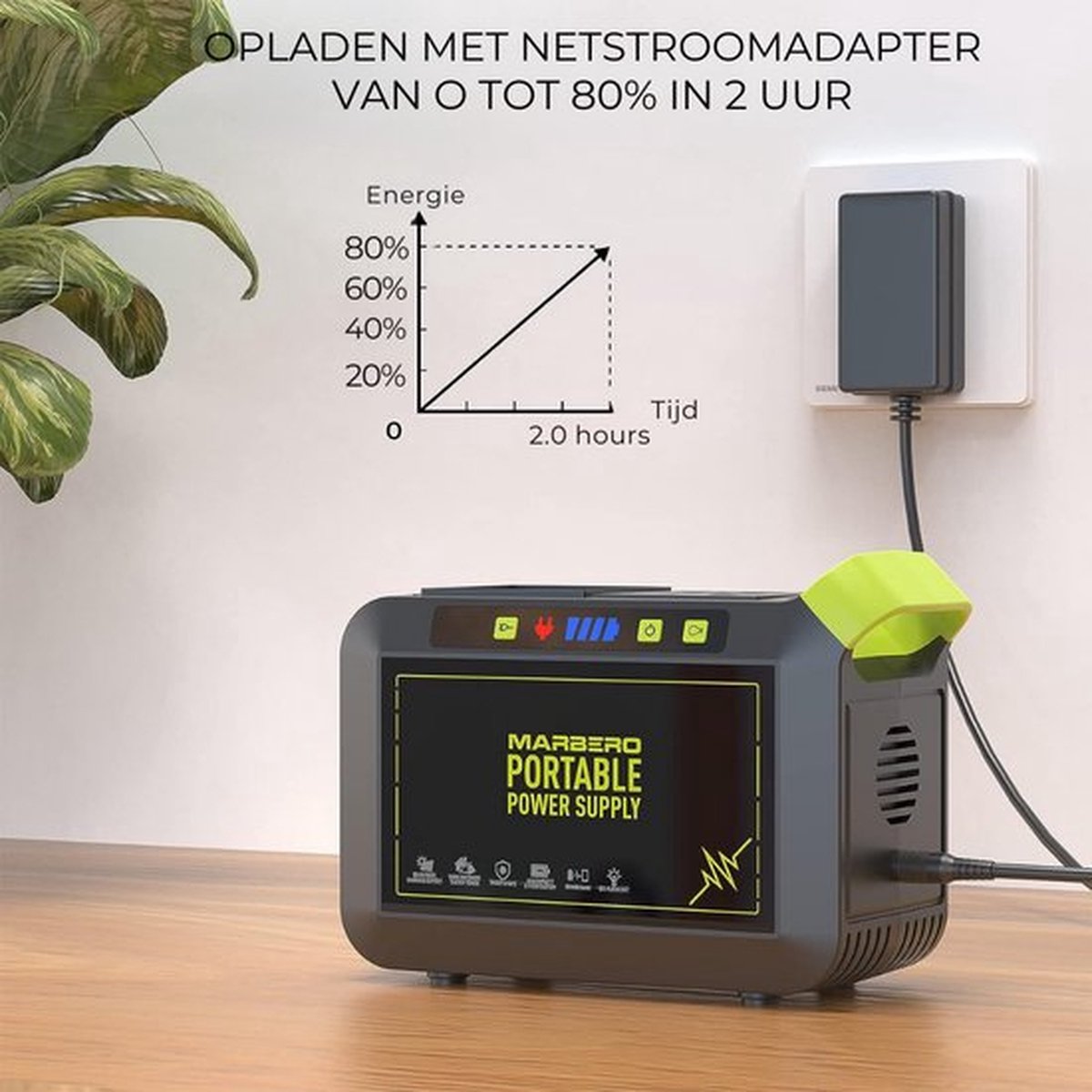 Luxe Stroomgenerator – Externe Oplader Powerbank – Powerstation met Zaklamp – Generator 80W – Met SOS Modus – Draagbaar Design – Grijs – foto 4