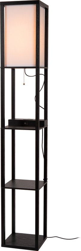 Lucide MENNO – Vloerlamp – 1xE27 – Met draadloze oplader – Zwart – Japandi