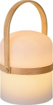 Lucide JOE - Oplaadbare Tafellamp Binnen/Buiten - Accu/Batterij - Ø 14,5 cm - LED Dimbaar - 1x3W 3000K - IP44 - Wit - Japandi