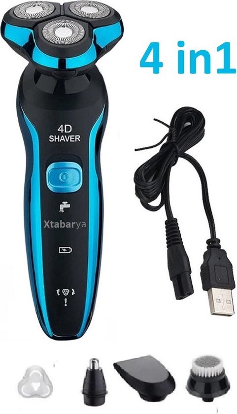 Scheerapparaat 4 in1 Oplaadbare Scheerapparaat Waterdicht Nat Droog Rotary Voor Mannen Met Pop-Up Trimmer Baard Scheerapparaten 4D 3 Blades Neus Tondeuse Tondeuse Oplaadbare Voor Mannen gezicht Usb Sex