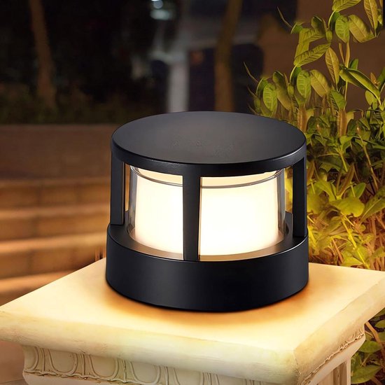 Vierkante Sokkellamp Voor Buiten – 15W LED, IP65, Aluminium, Met 3 Lichtkleuren (3000/4000/6000K) Voor Tuin, Pad Of Oprit