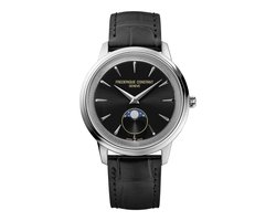 Frédérique Constant Moneta Moonphase FC-206B3S6 Horloge - Leer - Zwart - Ø 37 mm