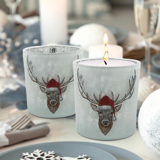 Kerst rendier theelicht kaarsenhouder