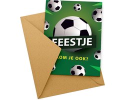Uitnodiging kinderfeestje + Enveloppen 10 stuks - Thema Voetbal - Beschrijfbaar - Uitnodigingskaarten - Uitnodiging verjaardag - uitnodiging verjaardag feest - Uitnodiging kinderfeestje Jongen of Meisje - Uitnodiging feestje - uitnodigingen