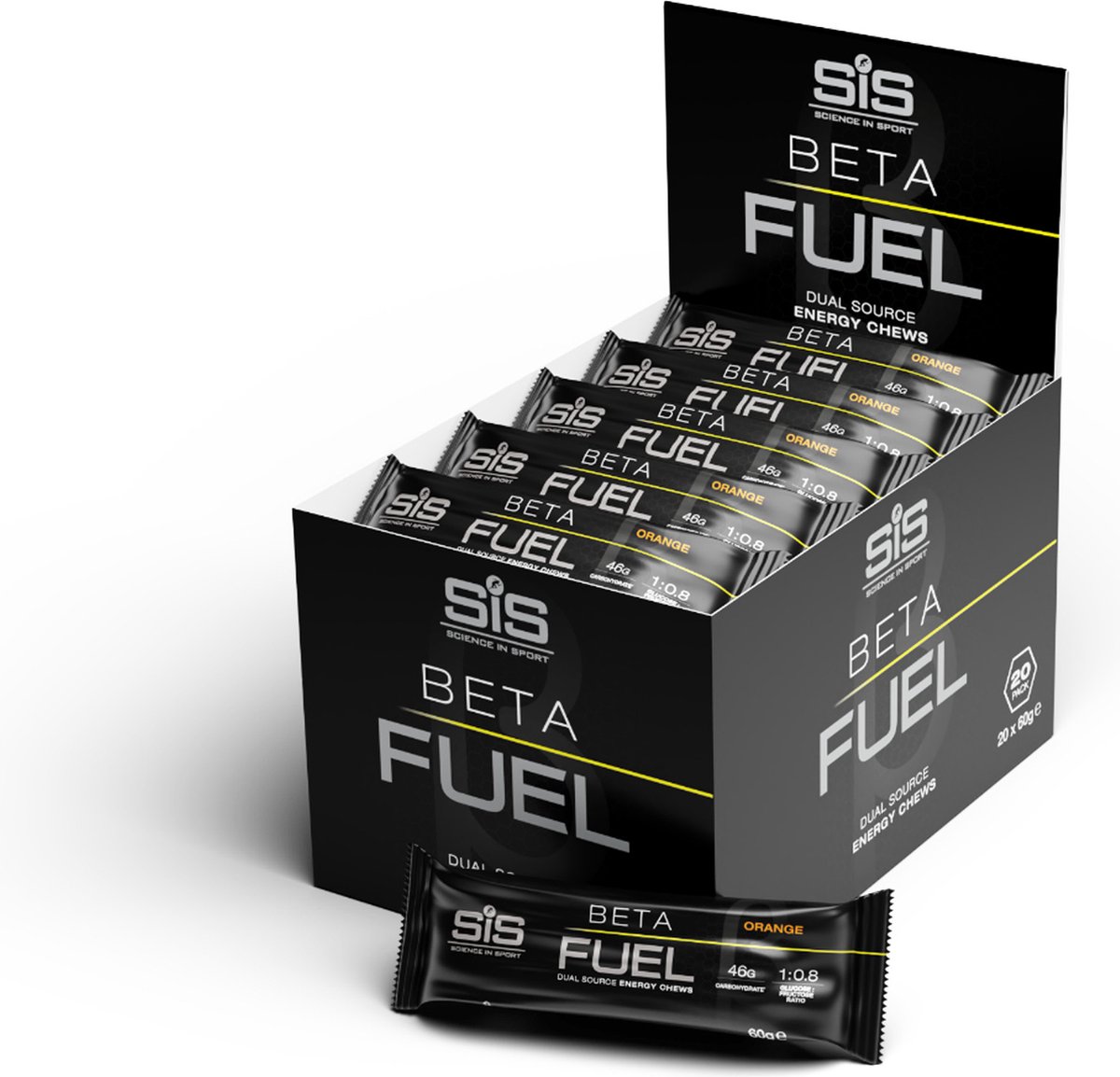 Goedkoopste Science In Sport - SIS Beta Fuel Energy Chew Bar - 1 0,8 Maltodextrine Fructose verhouding - Energierepen/Energiereep zonder coating - Orange Smaak - 20 x 60 gram