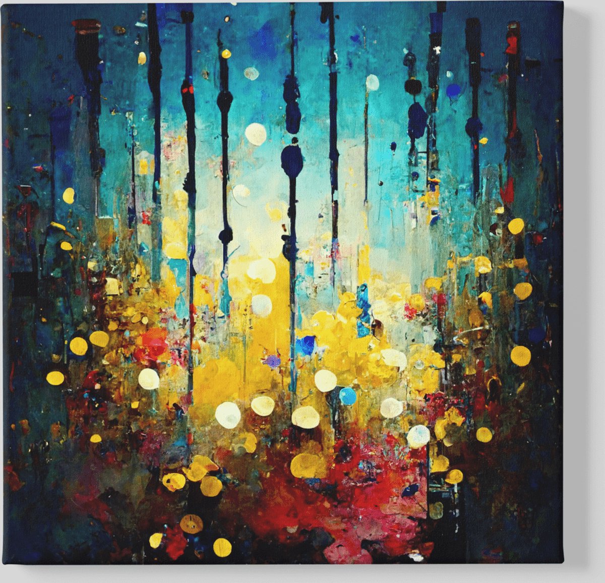 Trendex Global Vierkant Canvas Schilderij - Kunst - Abstract - 40x40x2 cm Kleurrijk