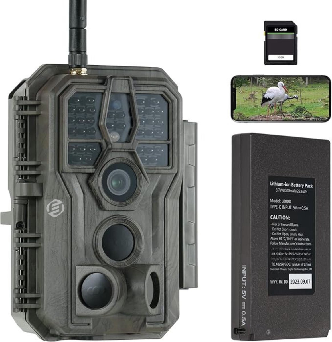 Equivera Wildcamera voor Buiten - Wildcamera met Nachtzicht - WiFi - Hoge Resolutie - Waterdicht - Wild Camera - Premium