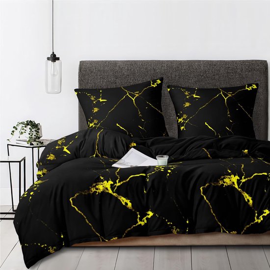 Jemiipee Beddengoedset met bloemen met tropisch palmbladpatroon, 1 x dekbedovertrek van 200 x 220 cm, met 2 kussenslopen van 80 x 80 cm en