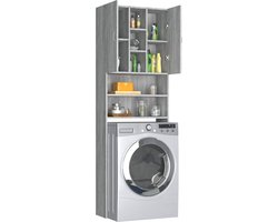 Wasmachine ombouw - Kast - Opbouwmeubel - Verhoger - Wasmachine meubel - Opbergkast - Hout - Grijs Sonoma