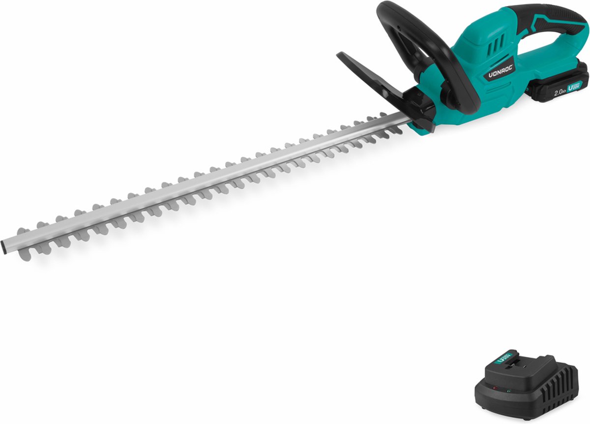 Bol.com VONROC Accu Heggenschaar 20V – Zwaardlengte 520mm – Snijbreedte 14mm - Incl. 2.0Ah Accu en snellader aanbieding