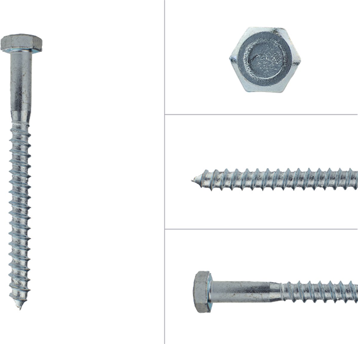 Wovar Houtdraadbouten Verzinkt M8 x 90 mm | Doos 100 stuks