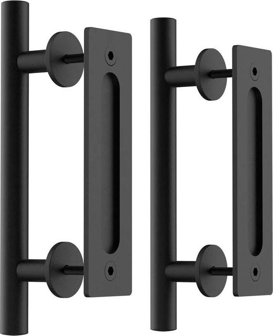 WINSOON 2 stuks 300mm/12 inch schuifdeuren schuur deur handvat hardware zwart met verzonken vinger trekken, grote rustiek, pull en flush zware handgreep paar set WINSOON 2 stuks 300mm/12 inch schuifdeuren schuur deur handvat hardware zwart met verzonken vinger trekken, grote rustiek, pull en flush zware handgreep paar set