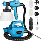 Pistolet à peinture professionnel – Quatre Buses – Pistolets à peinture électriques – Réservoir 1300ML – Pulvérisateur de peinture à batterie – Set complet – 800 W – Blauw