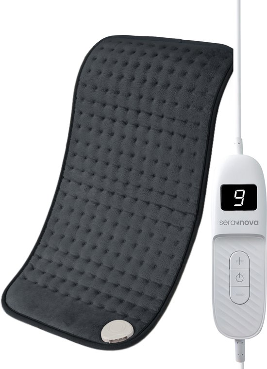 Foto: Seranova elektrisch warmtekussen voor rug voeten nek schouders buik 2024 model heating pad verwarmingskussen wasmachine 60x30cm donkergrijs