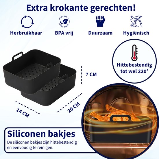 Stampo In Silicone Per Waffle Belgi Compatibile Con Ninja Airfryer - 2 Pezzi Per AF400EU, AF451EU, SL400EU, AF500DE
