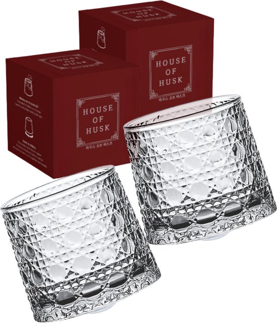 House of Husk 2 Stuks Premium Whiskey Glazen Set - Whiskeyglas - Tuimel Design - Hooglans - Whiskey Cadeauset - 270ml