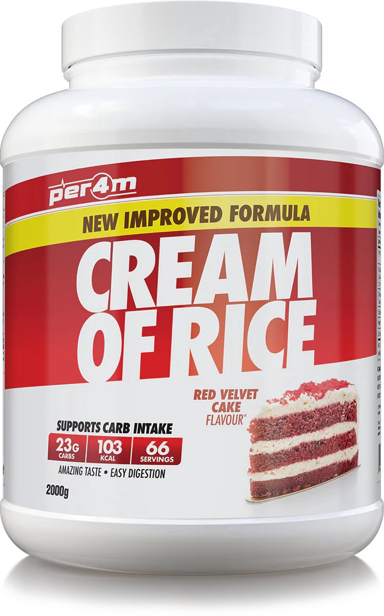 Goedkoopste Per4m - Cream of Rice - 2kg - Red Velvet Cake - Weight Gainer - Mass Gainer - COR - Cream of rice - Rijstmeel - Shake - Fitness - Krachttraining - Gym