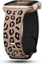 MY PROTECT - Siliconen Panter Bandje - Geschikt Voor Apple Watch Bandje - Series 1/2/3/4/5/6/7/8/9/10/SE - 38mm - 40mm - 41mm - 42mm - Sportbandje - Beige Zwart