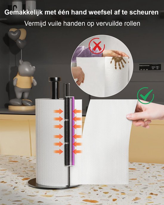 Set van 2 keukenrolhouders, zwart, boren of boren niet nodig Zewa
