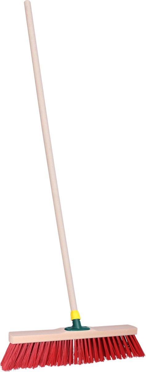 Goedkoopste Brumag Straatbezem ODIN voor harde ondergrond - Harde bezemkop rood van 40 cm breed - Houten steel 140 cm
