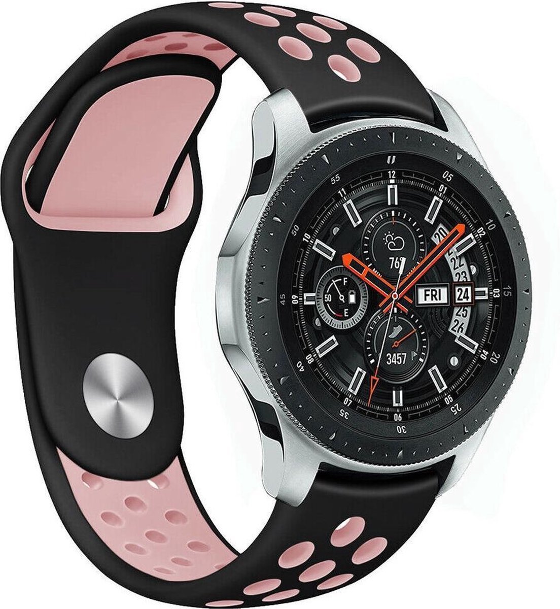 Scoby - Sportband - Geschikt voor Samsung Galaxy Watch - Silicone Strap - 41-42MM - Zwart/Roze